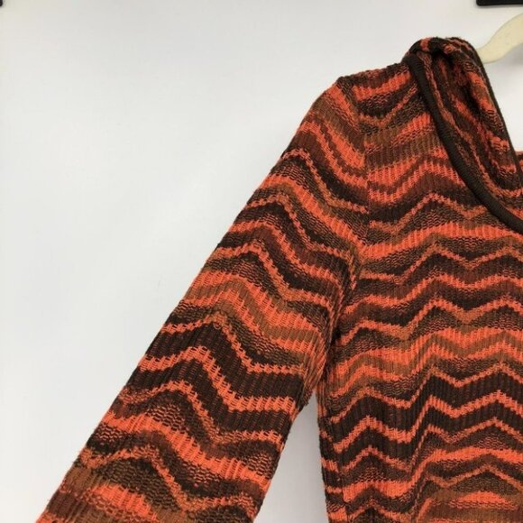Prana Meryl hooded a chevron orange and brown long sleeve sweater dress small - Picture 9 of 14